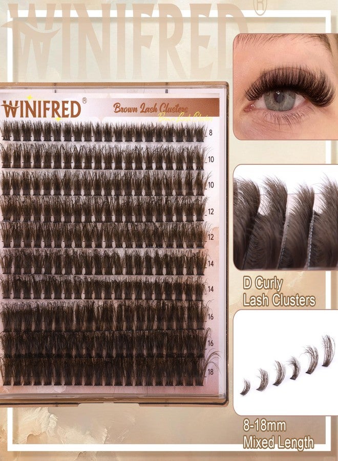 Winifred Brown Lash Clusters Dark Brown Individual Lashes Wispy Thick Volume Lash Extension D Curvature Clusters Eyelashes 80D Clusters Lashes by Winifred (8-18mm) - Image 3